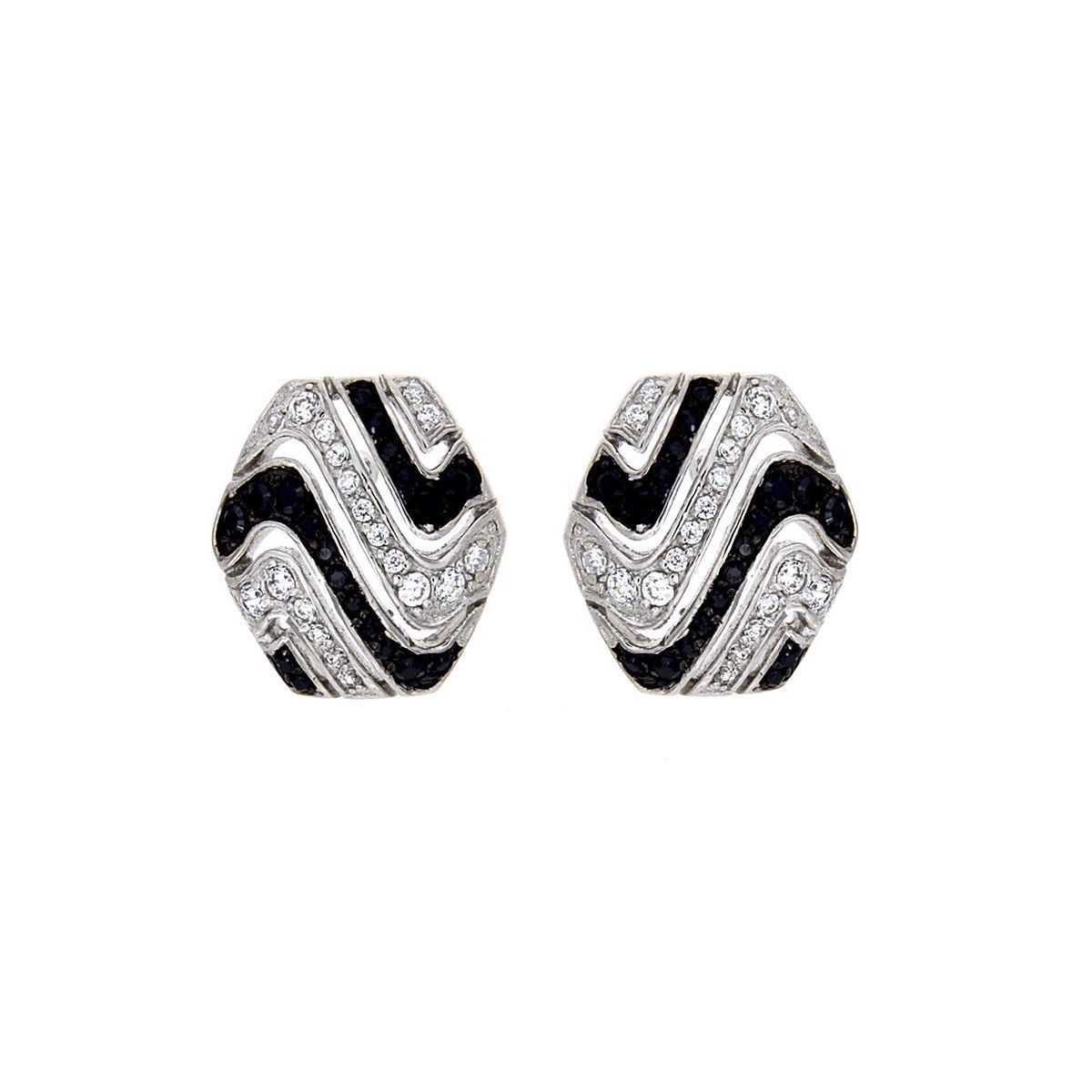 Pendientes Hexágono de Ondas de plata925 Pendientes Hexágono de Ondas de plata925