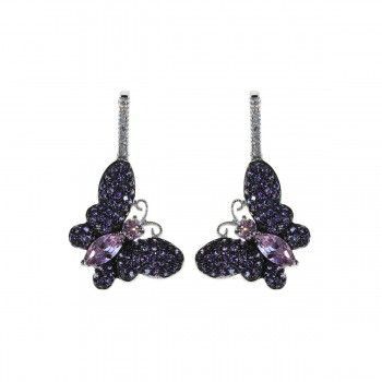 Pendientes Mariposas Moradas de plata925