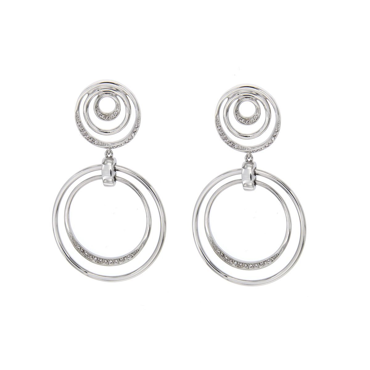 Pendientes largos Vongole en rodio