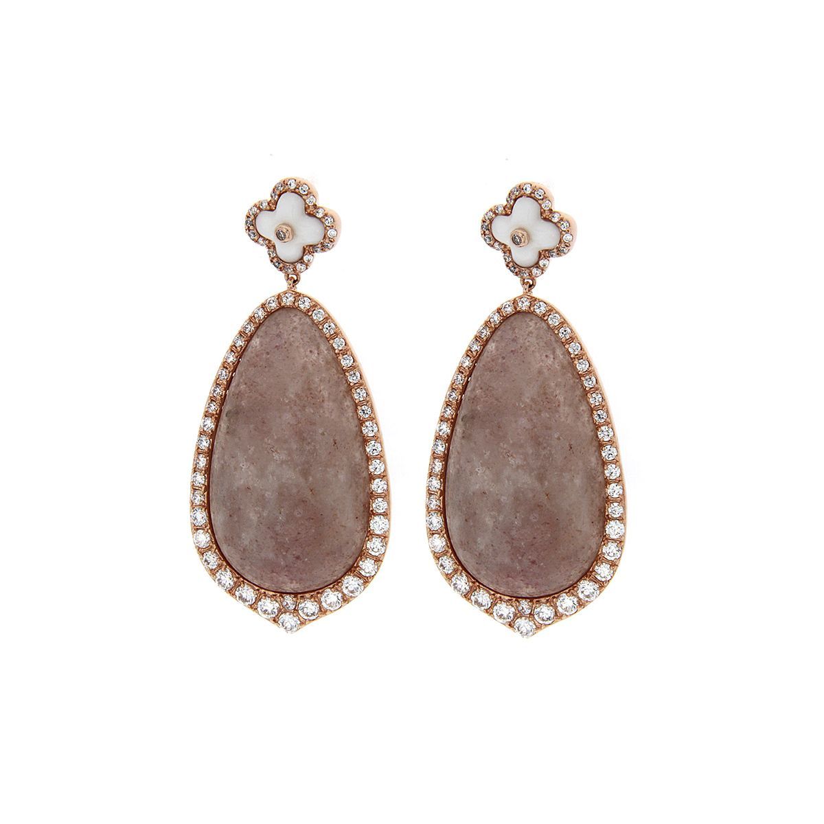 Pendientes largos Flor y Piedra