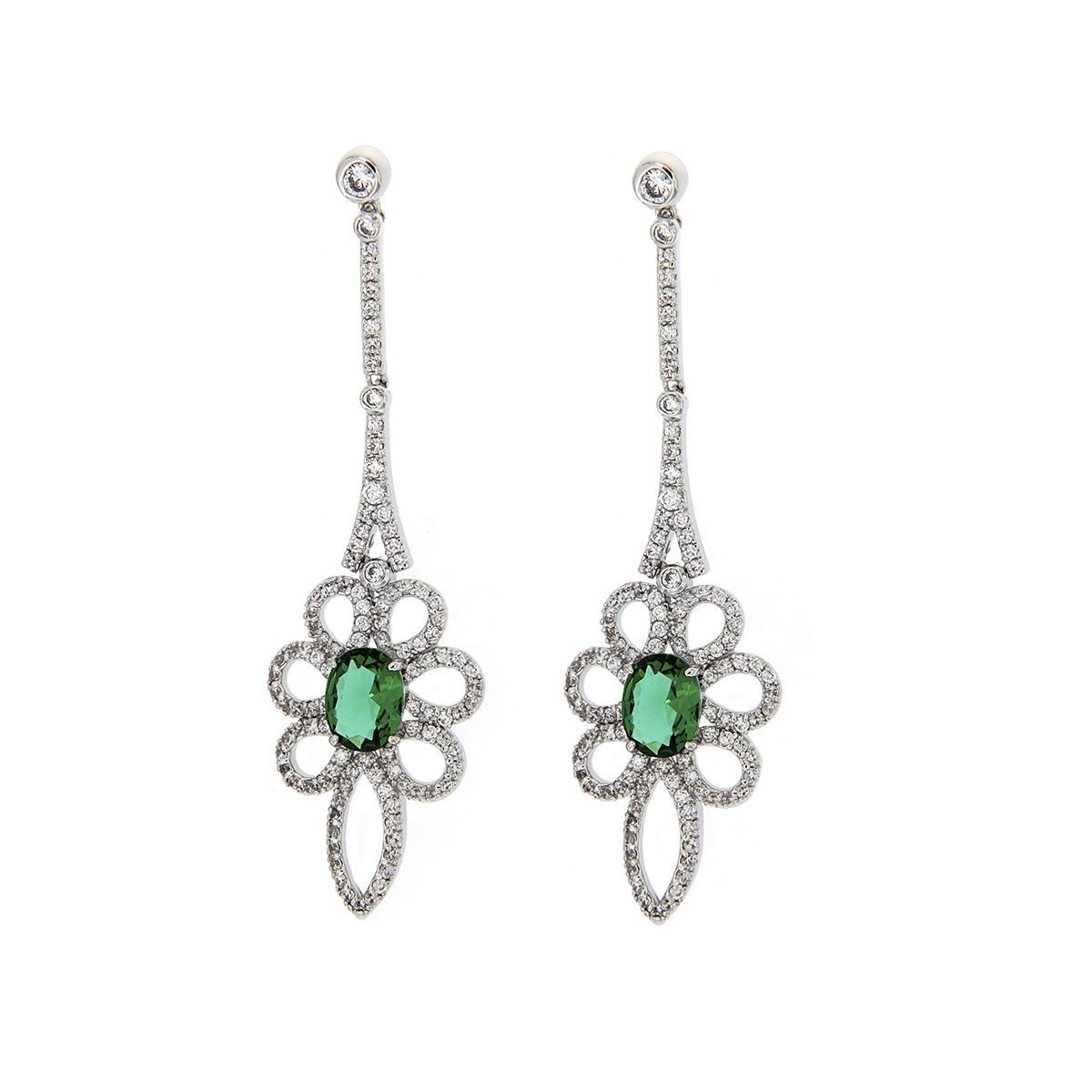 Pendientes largos Flor Colgante verde