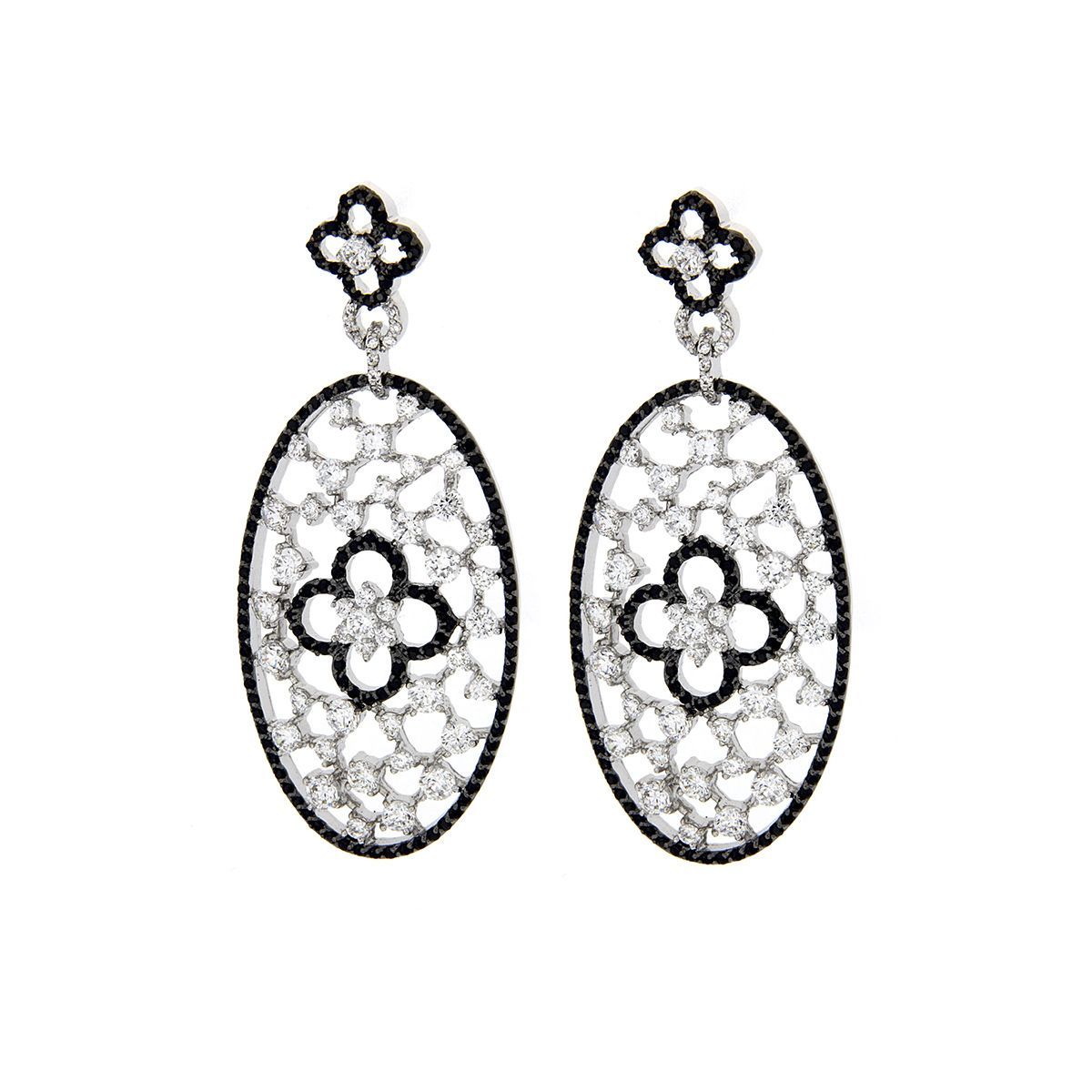 Pendientes largos Cruz Sobre Oval