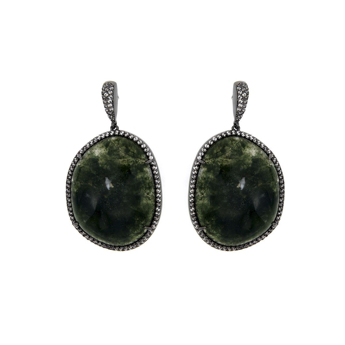 Pendientes largos Ágata Sobre Oval