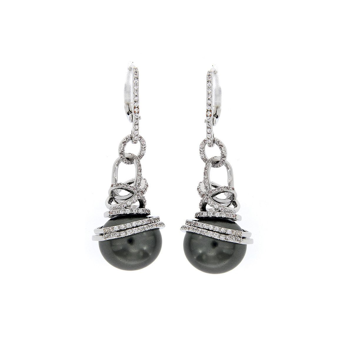 Pendientes largos Eslabones Sobre Perla