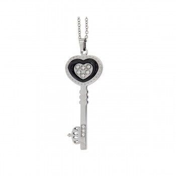 Colgante Black Key Rodio