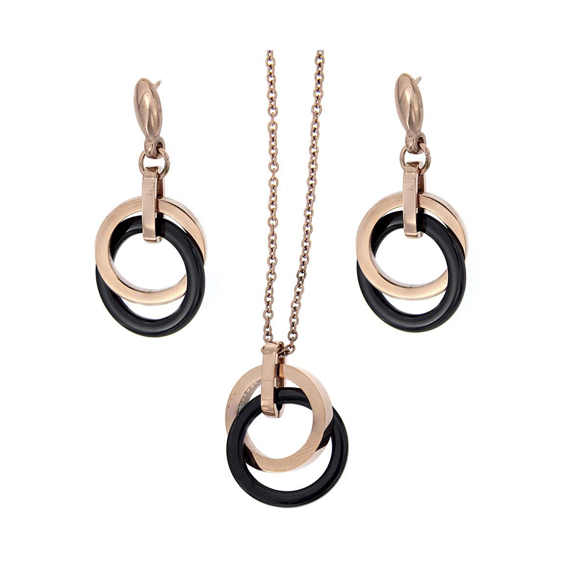 Conjunto Black Hoop Oro Rosa Conjunto Black Hoop Oro Rosa