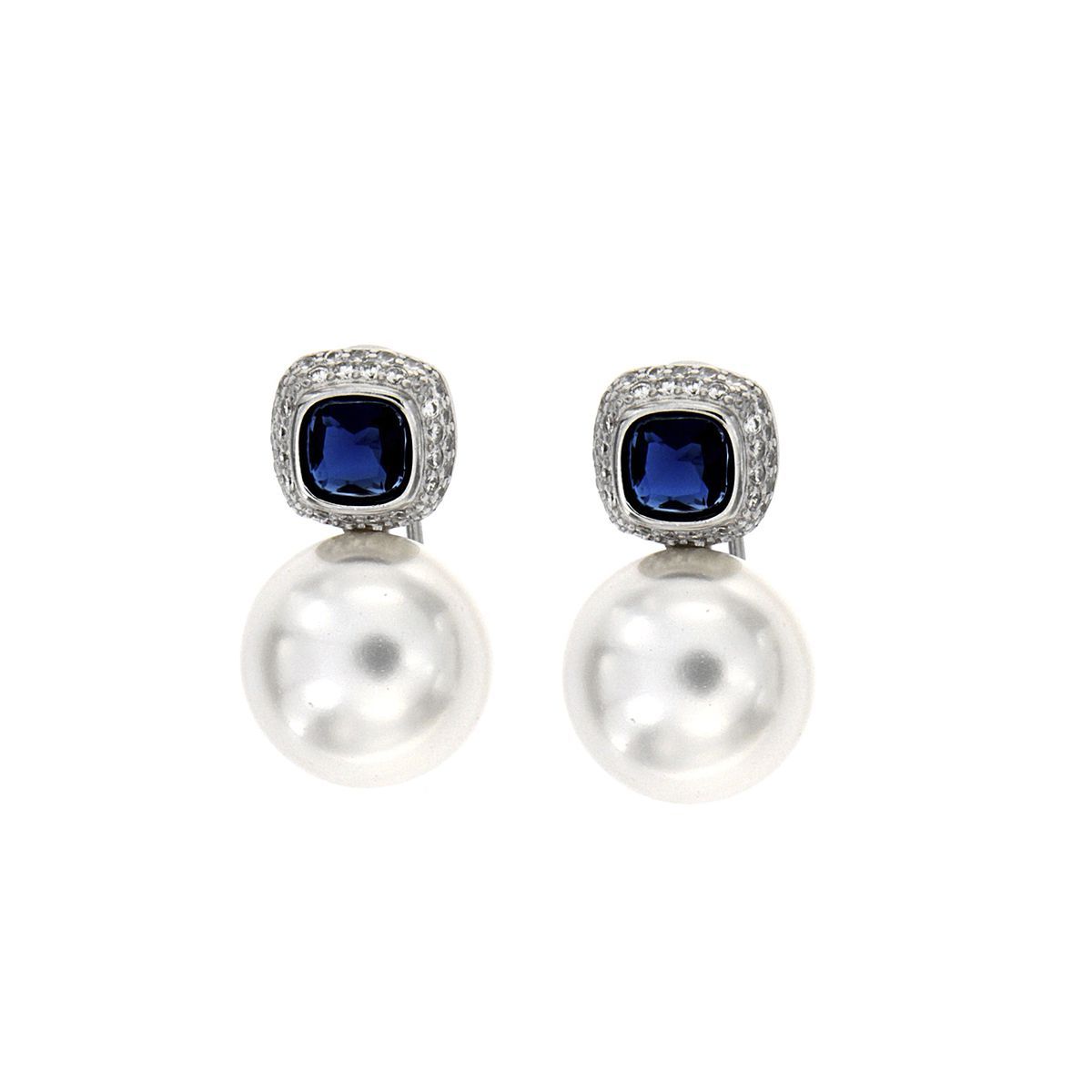 011468.02-pendientes-plata-925-rodio-perla-natural-blanca-irisada-circonita-cuadrada-sapphire-redonda-cristal-ziane Pendientes Tú y Yo en Londres Sapphire de plata925