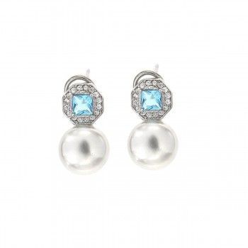 Pendientes Tú y Yo en Moscú Aquamarine de plata925