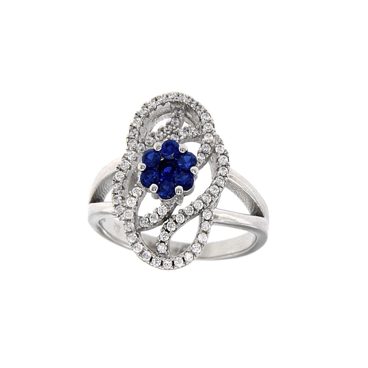 Anillo Classic Flower Curves Sapphire de Plata925 Anillo Classic Flower Curves Sapphire de Plata925