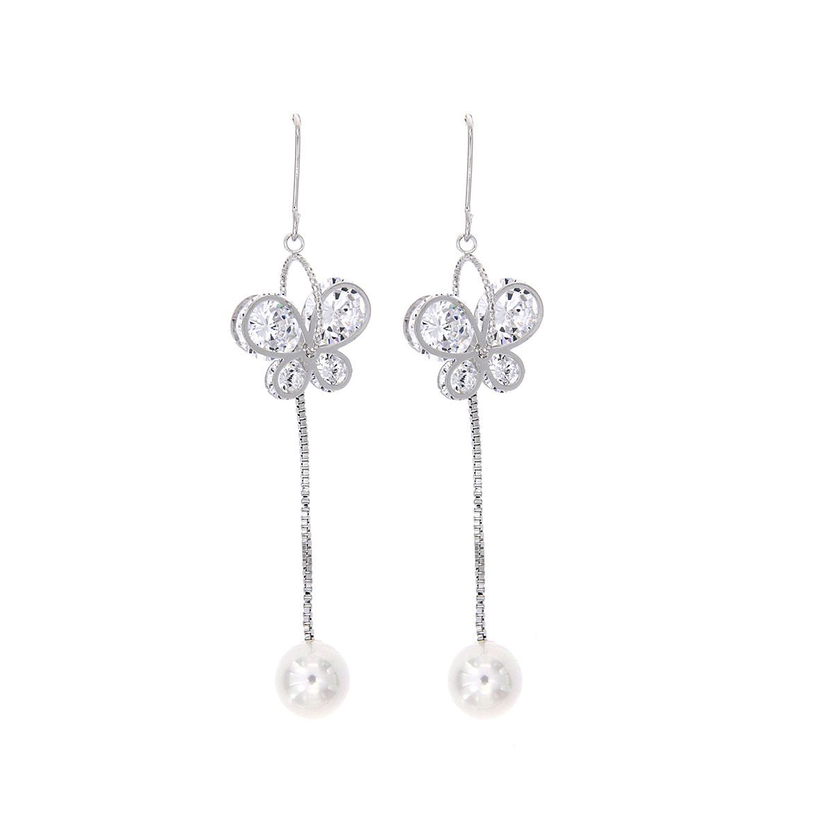 Pendientes largos Mariposa y Perla Pendientes largos Mariposa y Perla