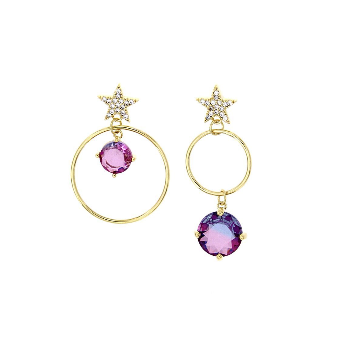 Pendientes Estrella Violet Vitrail Pendientes desiguales Estrella Violet Vitrail