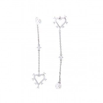 Pendientes desiguales Corazón y Perla