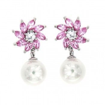 Pendientes largos Floral Rosa