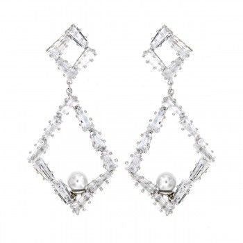 Pendientes largos Rombo y Perla