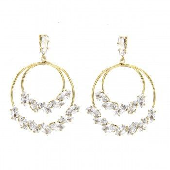 Pendientes largos Aros Concéntricos Oro