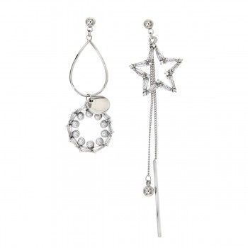 Pendientes largos desiguales Estrella Rodio