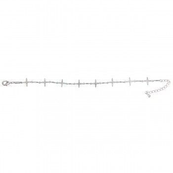 Pulsera Cross Mix en rodio