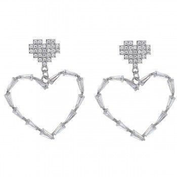 Pendientes Super Hearts en rodio