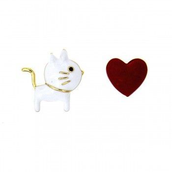 Pendientes desiguales Gatto e Cuore