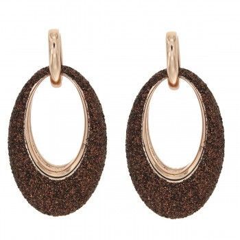 Pendientes Glitter Ellipse Oro Rosa
