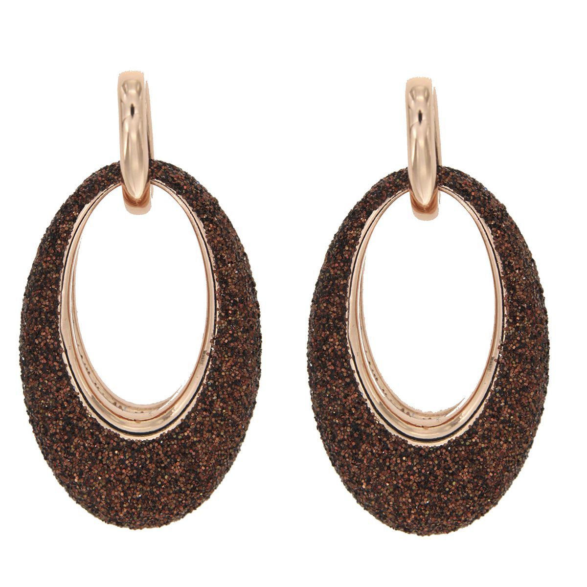 Pendientes Glitter Ellipse Oro Rosa Pendientes Glitter Ellipse Oro Rosa