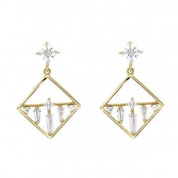 Pendientes CZ Rhombus Oro