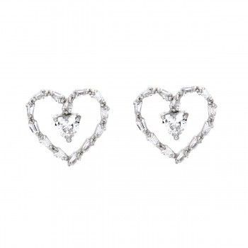 Pendientes CZ Romance Rodio