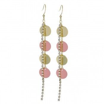 Pendientes largos Fashion Saucer Rosa