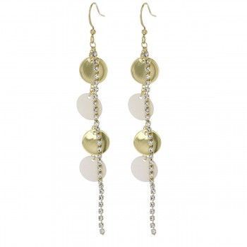Pendientes largos Fashion Saucer Blanco