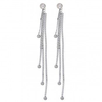 Pendientes largos Fashion Strip Rodio